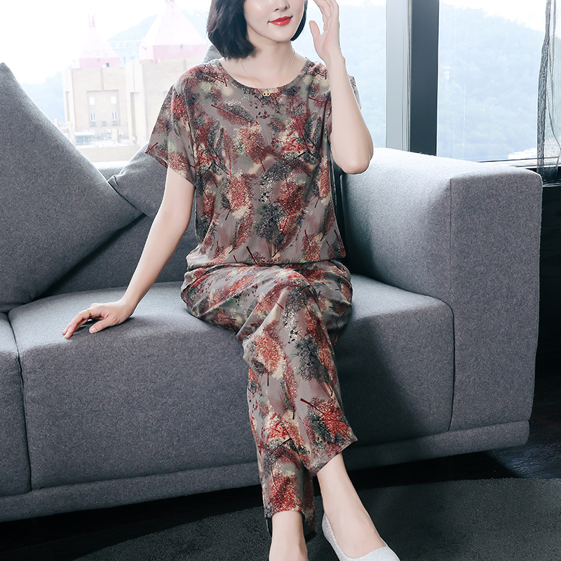 人棉棉绸女士可外穿大码家居服