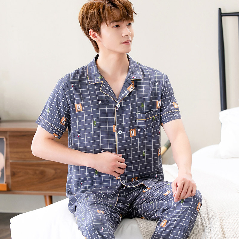 顿尼科男绵绸舒适透气家居服套装