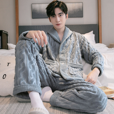 顿尼科男士珊瑚绒保暖家居服
