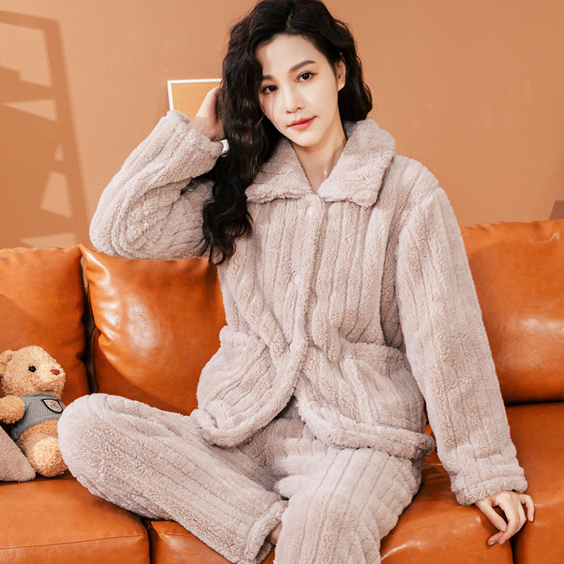 顿尼科女长毛绒家居服套装