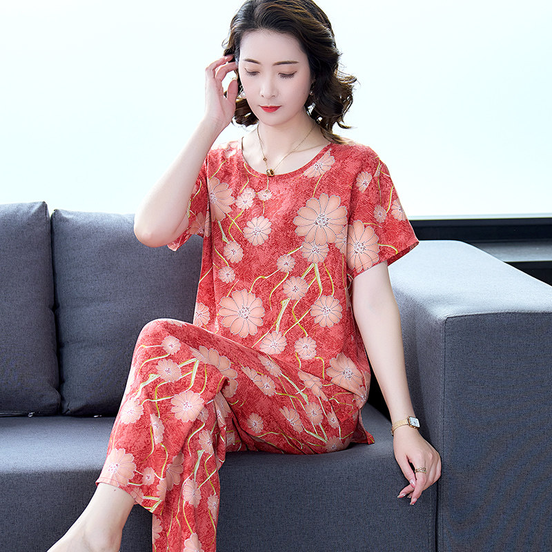 女士棉绸睡衣舒适柔软可外穿