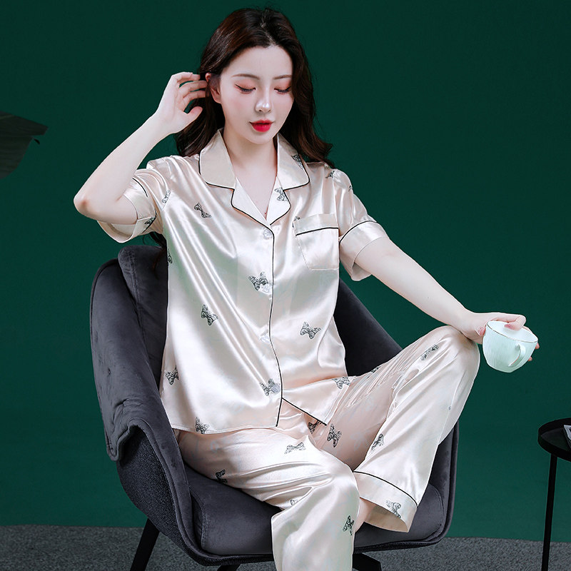 睡衣女款夏季短袖薄款冰丝睡衣
