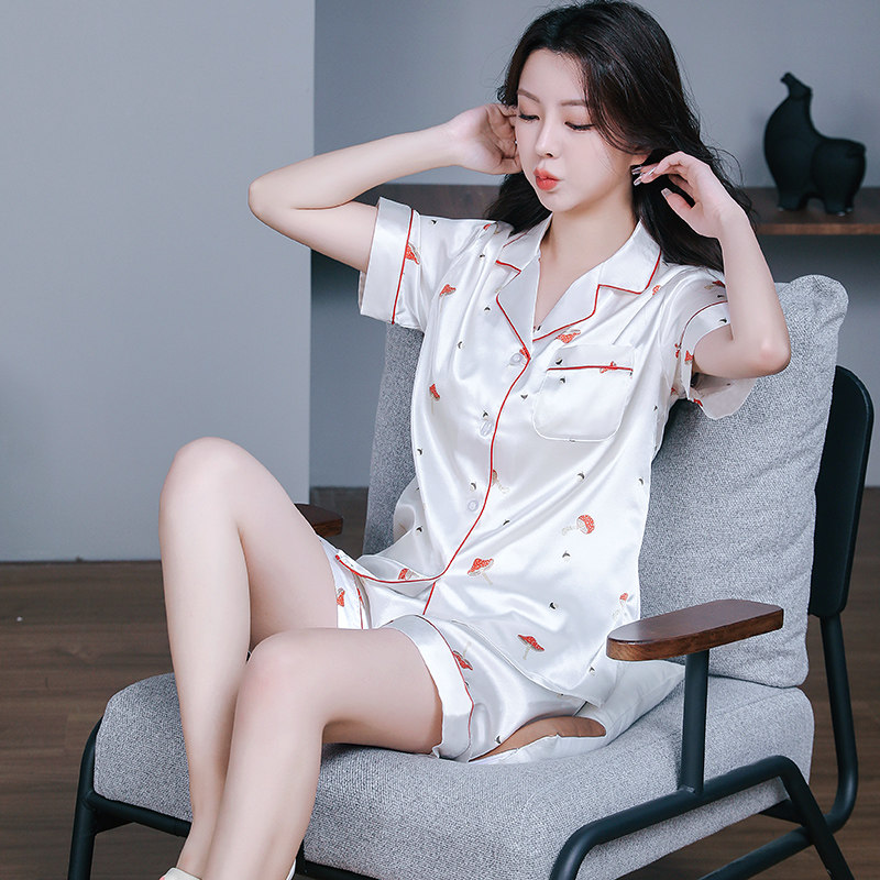 睡衣女夏短袖冰丝2026年新款甜美可爱大码夏季薄款丝绸家居服套装