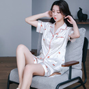 冰丝2025年新款 夏季 睡衣女夏短袖 甜美可爱大码 薄款 丝绸家居服套装