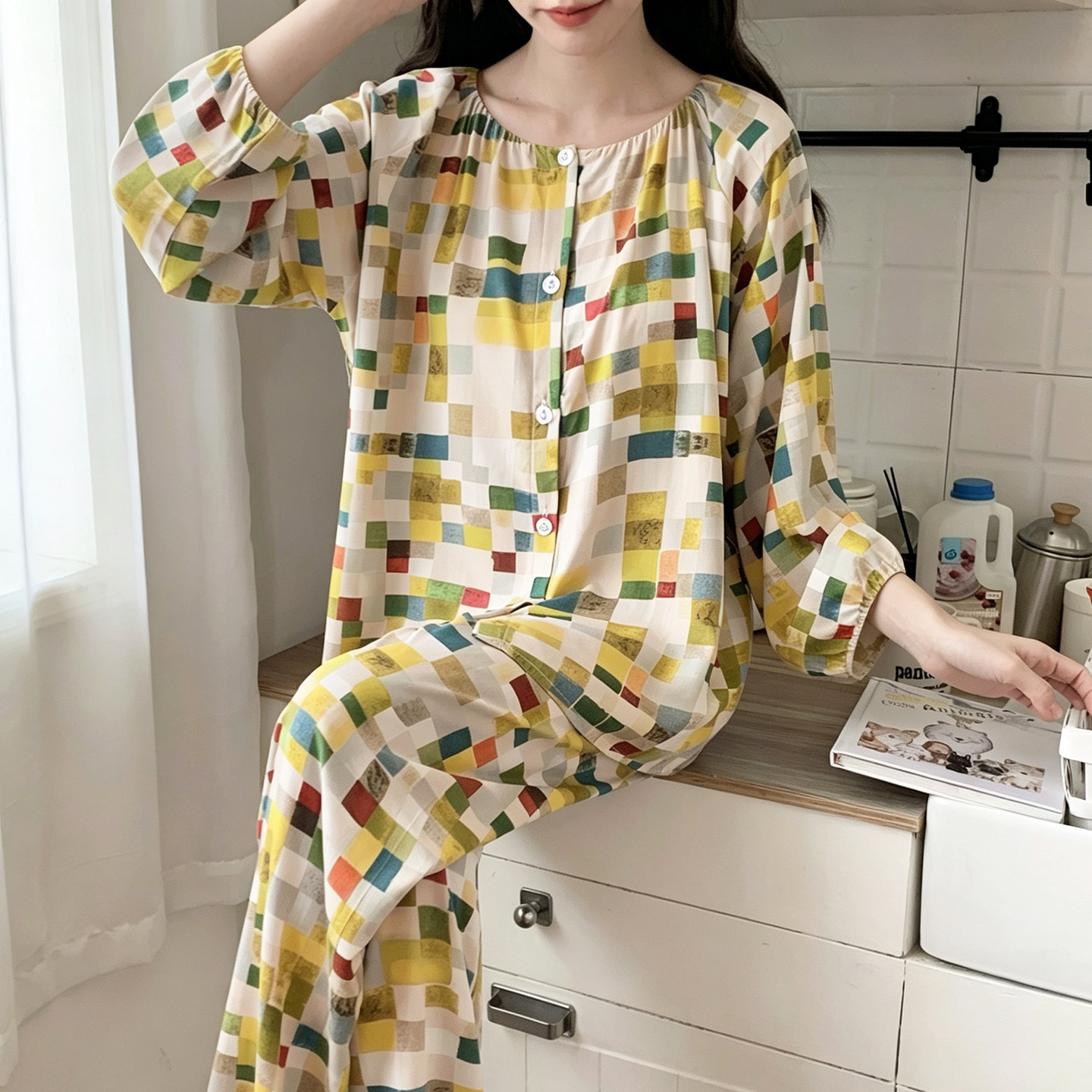 新款春秋季棉绸睡衣女士家居服