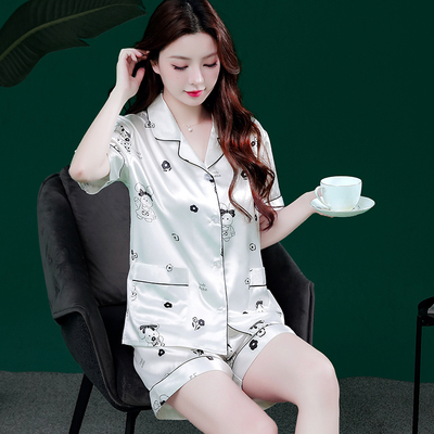 夏季短袖薄款冰丝丝绸睡衣女