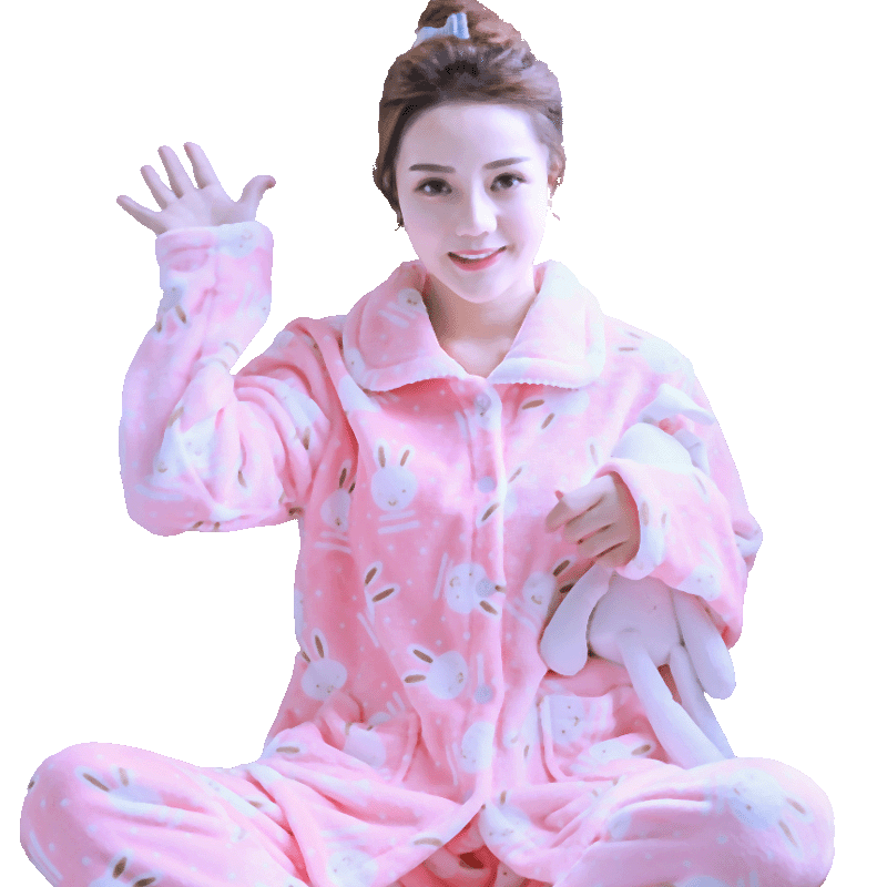秋季加厚卡通韩版珊瑚绒家居服