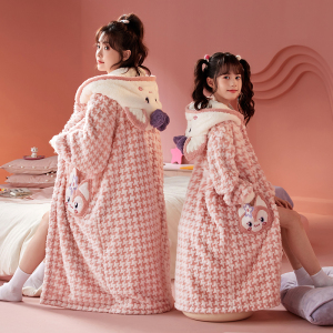 儿童睡袍女孩珊瑚绒秋冬季加厚保暖睡衣长款女童宝宝中大童家居服