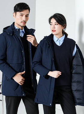 工装羽绒服女职业装冬季商务工作服男女同款短款银行企业单位
