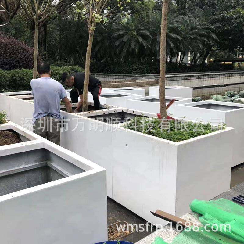 广东厂家批正方形耐用特大玻璃钢树池市政圆林大号花箱