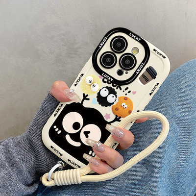 可爱卡通黑煤球适用iphone16prom