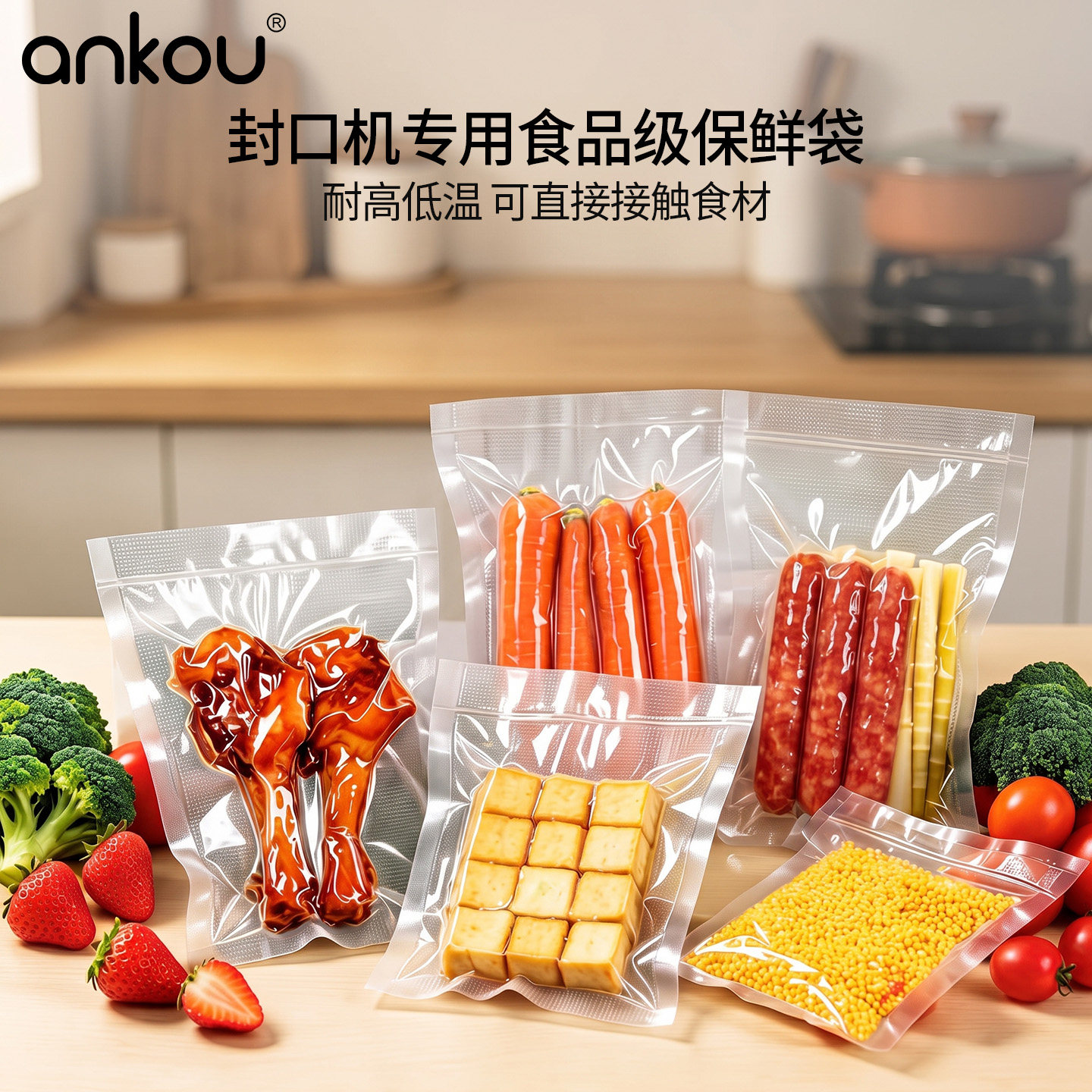安扣食品专用真空袋家用保鲜袋