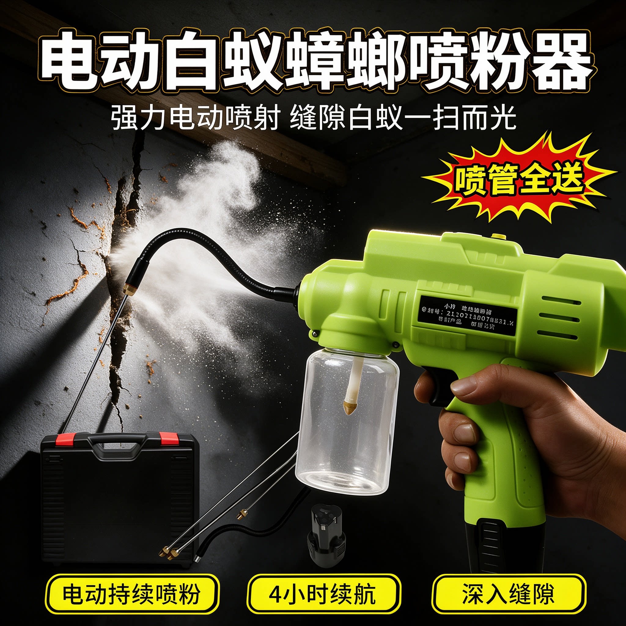电动白蚁喷粉机器灭白蚁喷粉枪喷雾喷粉全自动工具果树花粉授粉器图片
