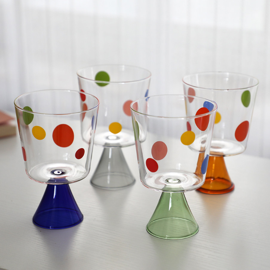 日式彩色波点矮脚红酒杯子 耐热玻璃咖啡杯热红酒杯 热饮杯果汁杯,餐饮具,葡萄酒/红酒杯,淘宝优惠券,粉丝福利购,淘宝优惠卷