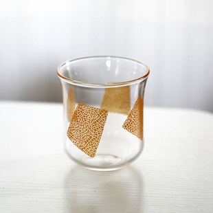 日式高硼硅玻璃龟纹金色冰裂咖啡杯 咖啡闻香杯 耐热花茶杯主人杯