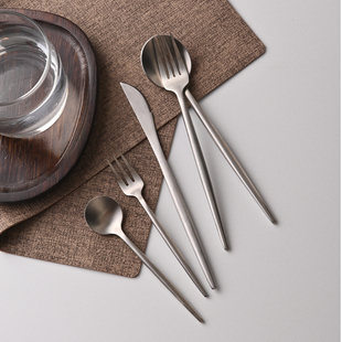 【外贸原单】304不锈钢刀叉勺套装西餐食品级磨砂特厚牛排刀餐厅