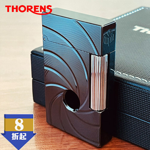 品牌源自瑞士THORENS托伦斯朗声气体打火机个性黄铜精雕砂轮钢音
