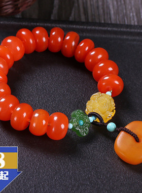 天然红盘手链饱满敦厚老蜜蜡原创