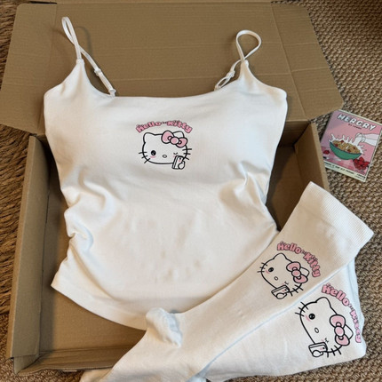 HelloKitty原创百搭吊带带胸垫背心内衣女修身辣妹纯欲上衣