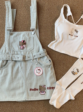 HelloKitty原创牛仔背带裙女夏修身显瘦百搭中长款连衣裙