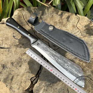 滇刃手工户外柴刀猛男刀帕兰野营求生砍树露营开路刀牛皮刀鞘排障