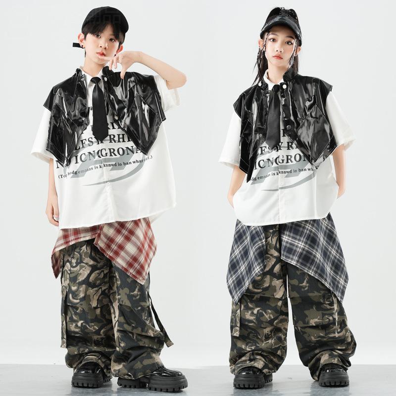 男孩嘻哈个性街舞演出服少儿走秀潮酷套装女孩hiphop架子鼓表演服