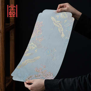 浮雕织金双面干泡垫茶席功夫茶具隔热桌旗禅意手做布艺壶垫干泡台