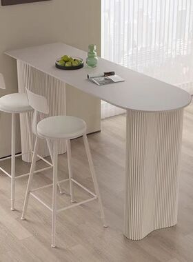 轻奢岩板吧台桌家用客厅厨房边隔断吧台阳台靠墙半圆小户型高脚桌