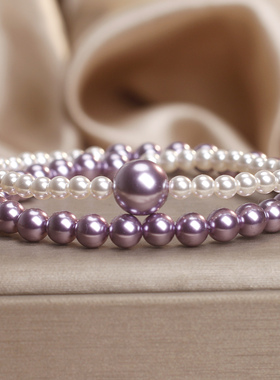 新中式紫色珍珠双圈手链