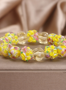 新中式彩色樱花琉璃珠手链女款