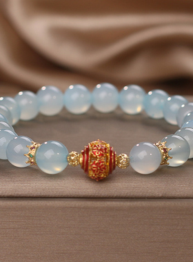 小众送闺蜜水晶手链天然海蓝宝