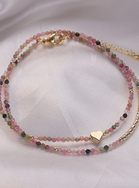 天然碧玺水晶手链女小众设计手串