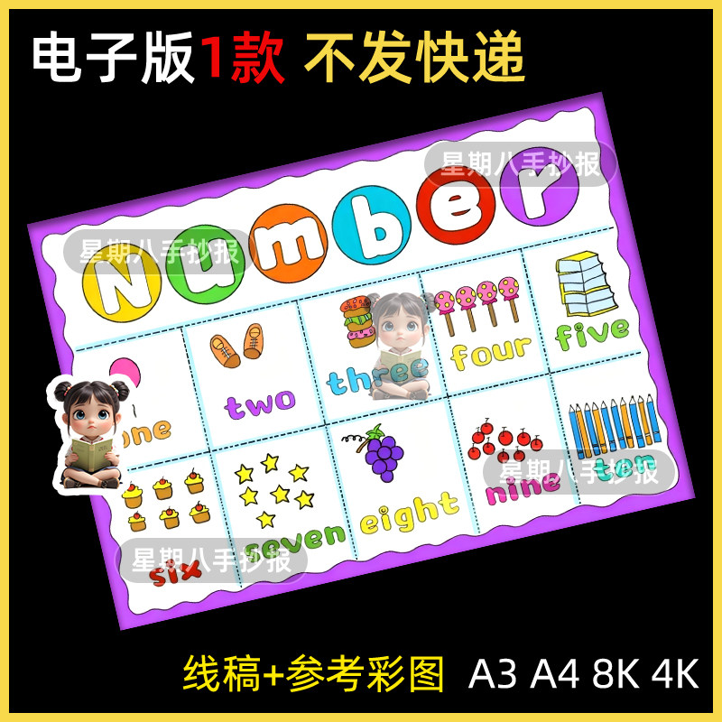 number英语数字手抄报电子模版英语三年级六单元数字小报趣味英语