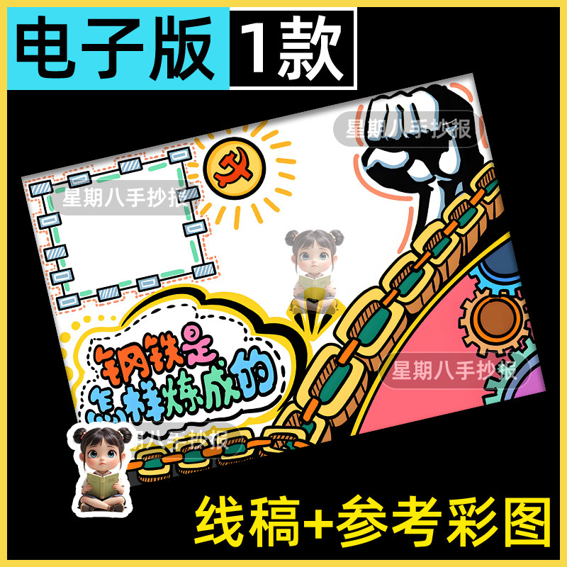 钢铁是怎样炼成的思维导图手抄报模版电子版初中八年级课外阅读书