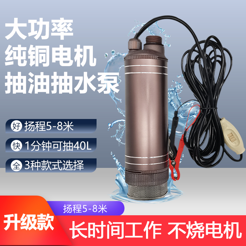 大功率抽柴油水泵12V24V220伏抽油神器加油机电动油抽子小型抽酒-封面