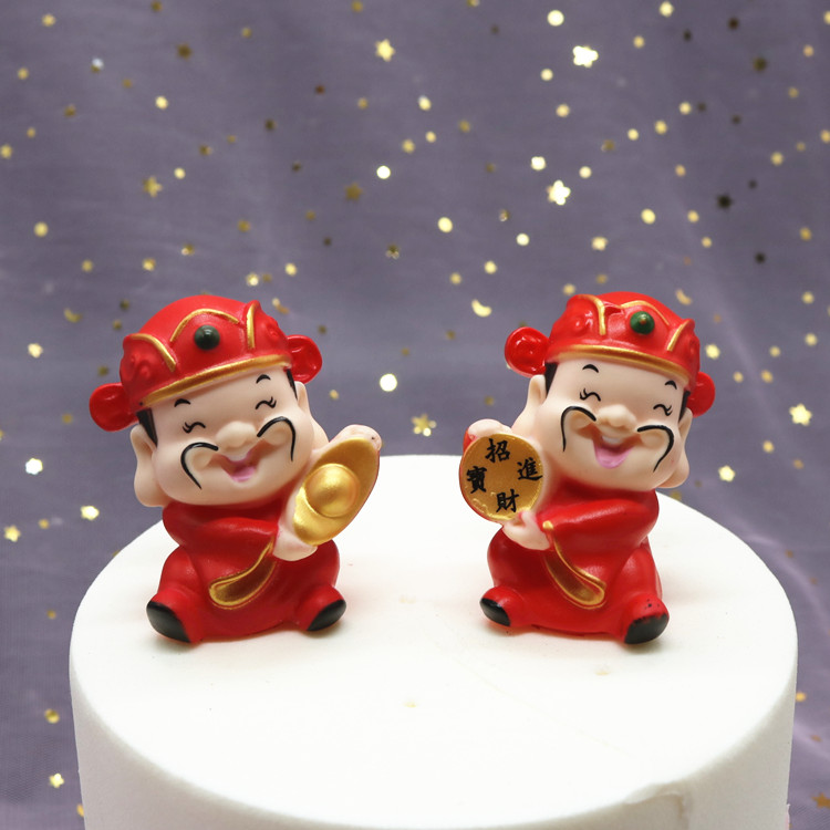 摆件财神爷寿公寿婆烘培生日蛋糕