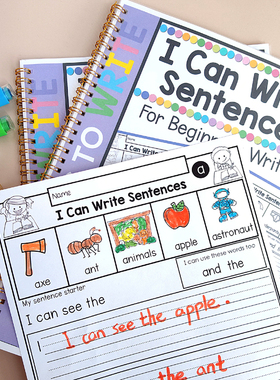 幼儿园小学生英语造句写作句子仿写构建练习本涂色本句子教具