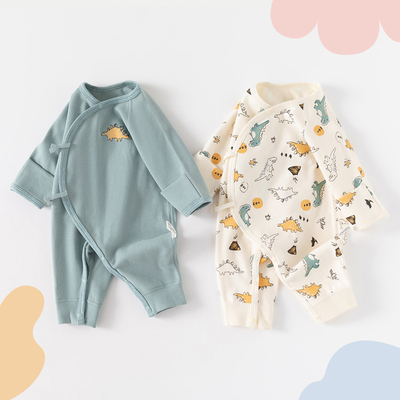 婴儿春秋A类舒绒棉连体衣