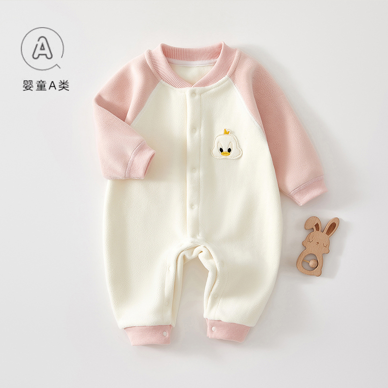 婴儿衣服秋冬加绒保暖连体衣