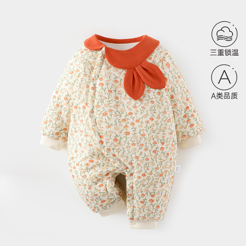 婴儿衣服冬装宝宝连体衣150g夹棉