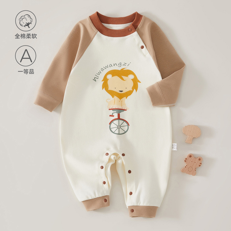 婴儿连体衣春秋款纯棉A类睡衣爬爬服婴幼儿男女宝宝外出服