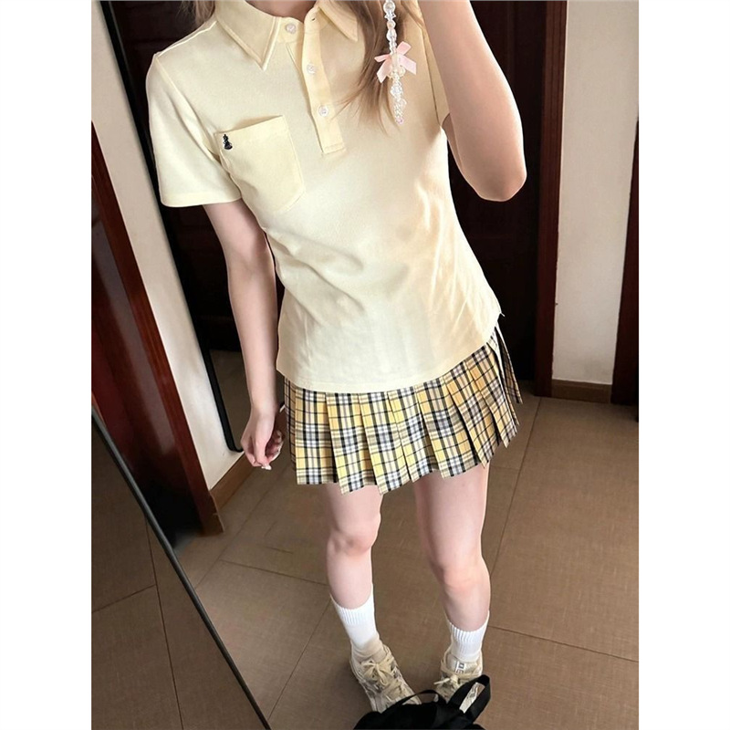 夏季新款jk制服甜美短袖polo翻领