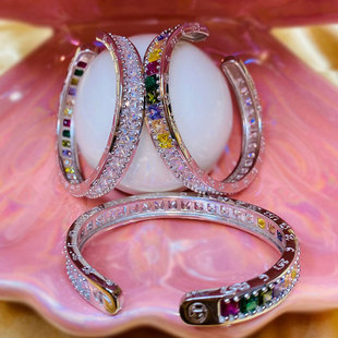 泰国 纯银镶钻经文手镯 银手链