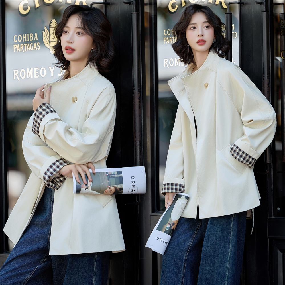 2025年秋季新款时尚中长款风衣外套女上新衣流行休闲拼接气质韩版