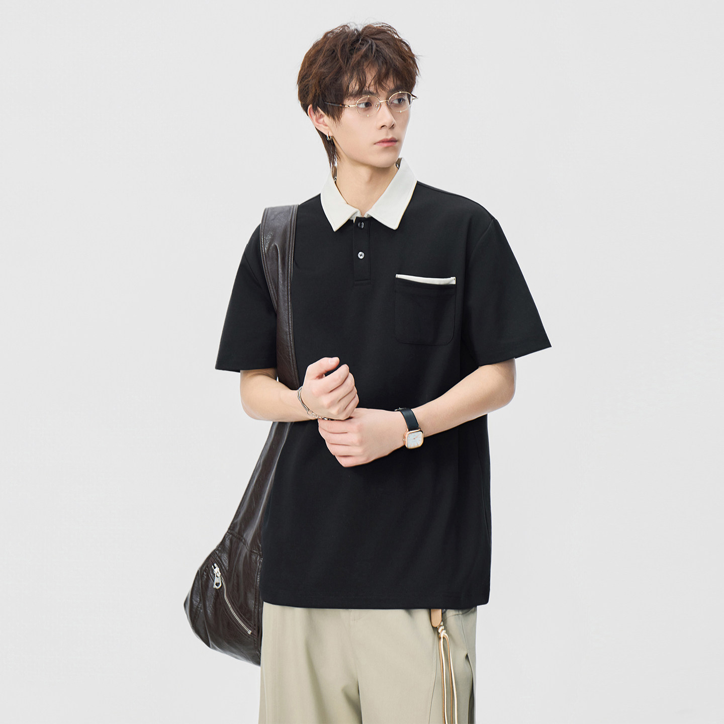 Lesstter日系宽松凉感短袖POLO衫