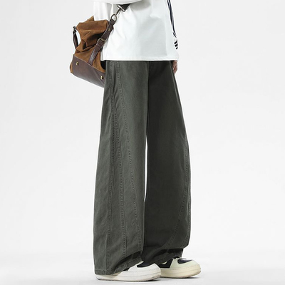 Lesstter美式纯棉宽松直筒休闲裤