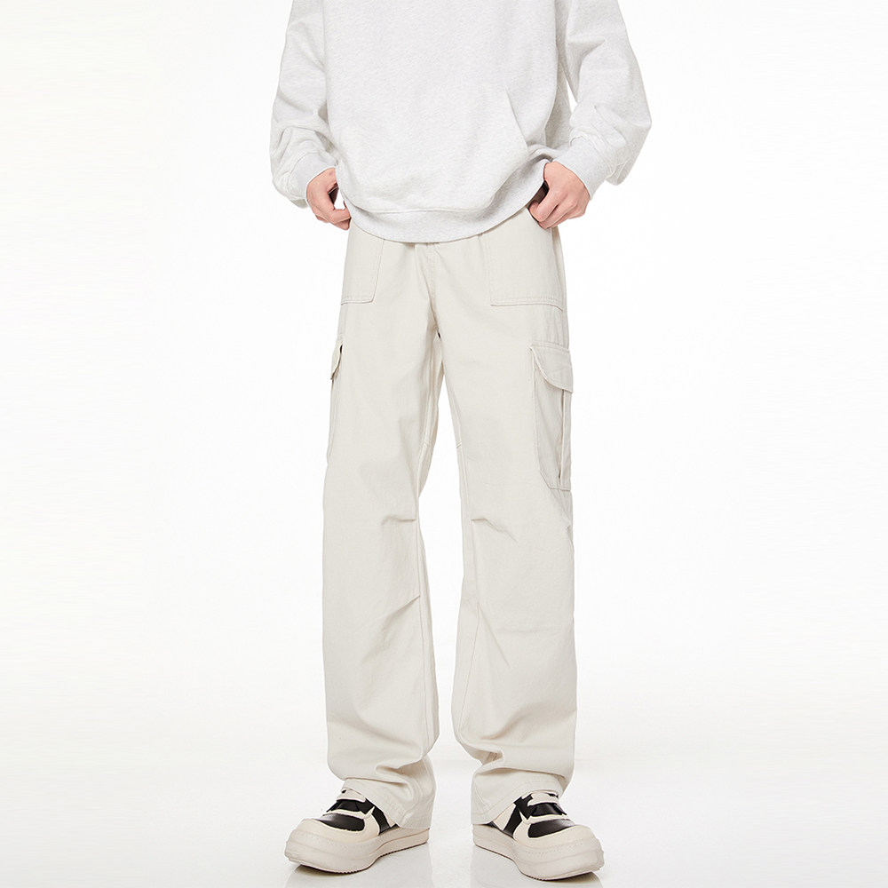 Lesstter春秋季2026新款男生美式直筒宽松休闲白色工装裤男士长裤