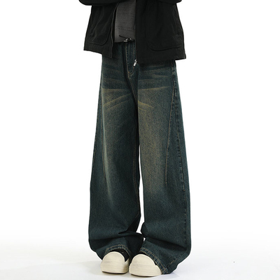 Lesstter美式加绒宽松阔腿牛仔裤