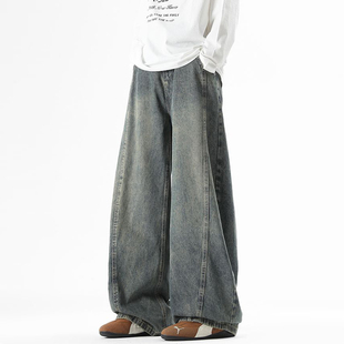 2025新款 休闲弯刀长裤 男生美式 男士 宽松阔腿牛仔裤 Lesstter秋冬季