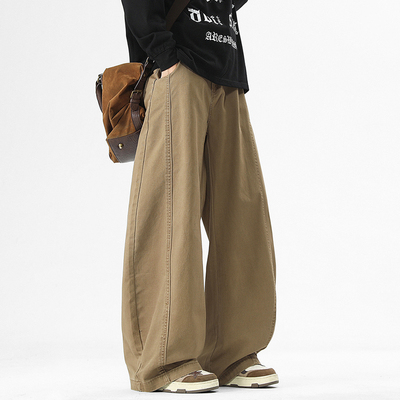 Lesstter美式宽松阔腿弯刀休闲裤